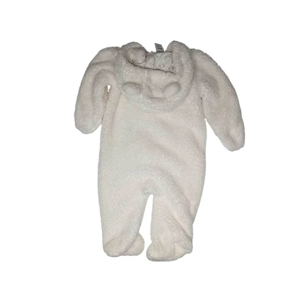 Carters Baby Sherpa Fleece Bunting Hooded Pram Suit Cream Bear Ears 6 Months